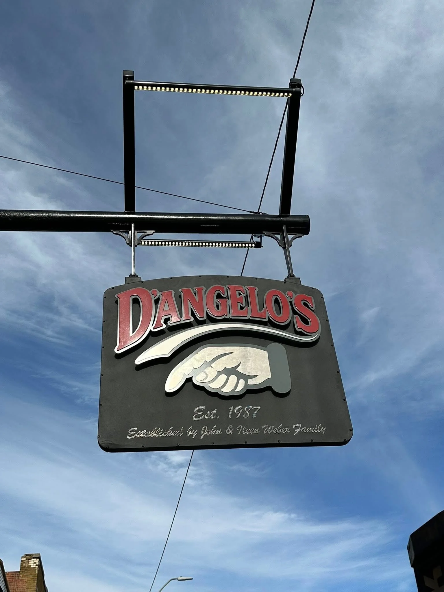 D'Angelo's hanging business sign